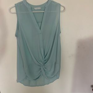 Light-Blue Faux Tie-Front Top